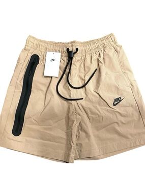 Nike Tech Woven Shorts Mens Small Beige Black Zip Pockets HQ0470-297 NWT Louge